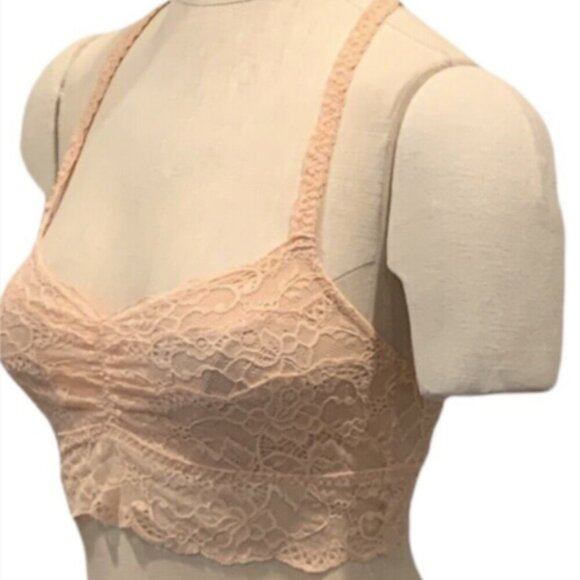 PINK/Victoria's Secret Lace Racerback Bralette Sz M Peach #212i - Picture 5 of 10